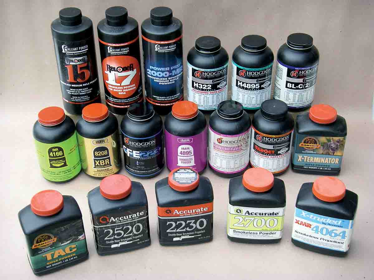 A broad selection of powders with the correct burn rate can be used to optimize .308 Winchester velocity and accuracy.